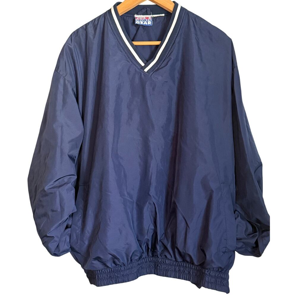 Vintage 90s Men's Large Windbreaker Pullover Warm Up Top Jersey Lined Baseball